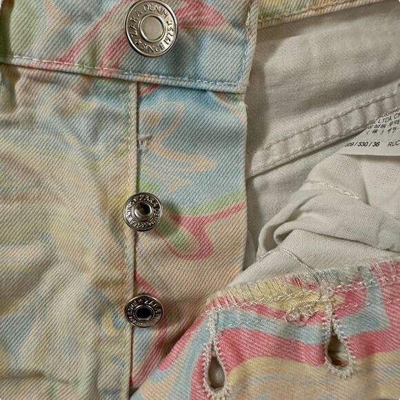 Zara ~ Womens High Rise Shorts ~ Marble Swirl Pastel 5 pocket Denim ~ size 4 - Picture 9 of 9